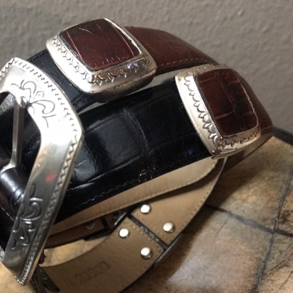 Brighton Belt Unique Two Tone Framed Leather M - Picture 12 of 16